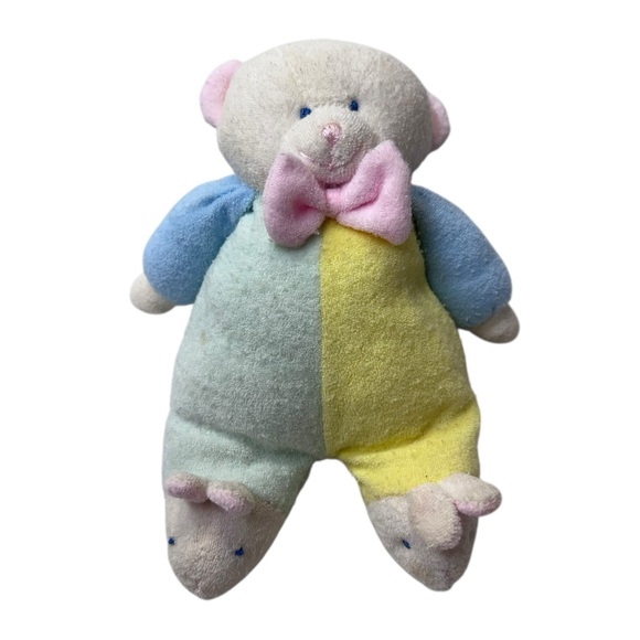 Soft Dreams Other - Vintage Soft Dreams Terry Cloth Bear Plush Rattle Toy Bunny Slippers 9” Pastel